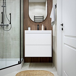 Vivon Тумба с раковиной Kristi 60 подвесная белая матовая рифленая – фотография-8