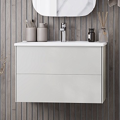 Акватон Мебель для ванной Сохо 75 подвесная слэйт/галька серая – фотография-2