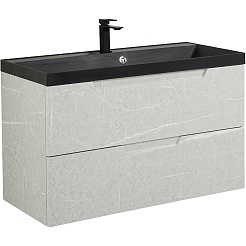 BelBagno Тумба с раковиной Vittoria 90 подвесная Toros Bianco с раковиной BB900/450-LV-ART-AST-NERO – фотография-1