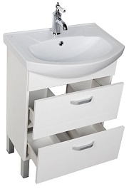Aquanet Тумба с раковиной "Алькона 60" белая (2 ящика) – фотография-4