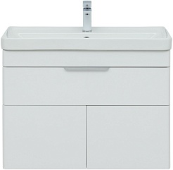 Aquanet Тумба с раковиной Ирис New 80 подвесная белая глянцевая – фотография-5