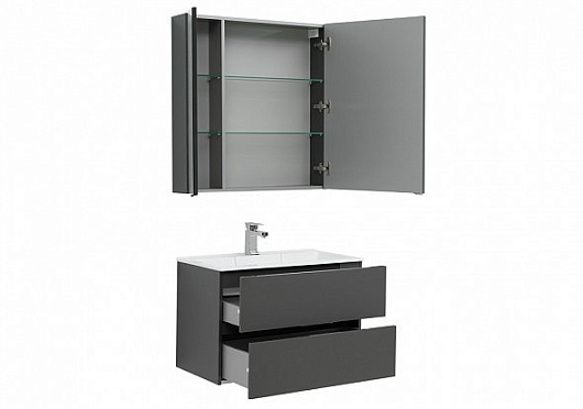 Aquanet Мебель для ванной Алвита 80 серый антрацит – фотография-2