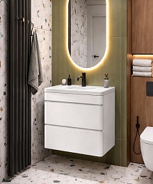 Vivon Тумба с раковиной Atwood 70 подвесная белая матовая – фотография-4