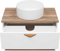 Brevita Тумба с раковиной Bergen 80 подвесная дуб галифакс олово/белая – фотография-5