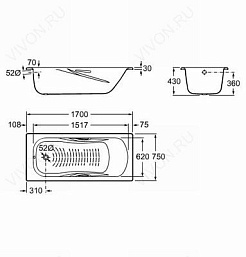 Roca Стальная ванна "Princess-N 170х75 см" – фотография-3