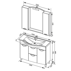 Aquanet Мебель для ванной "Асти 105" черная, с б/к (178434) – фотография-6