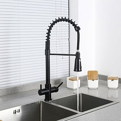 Frap Смеситель для кухни G4398-66 черный – фотография-3