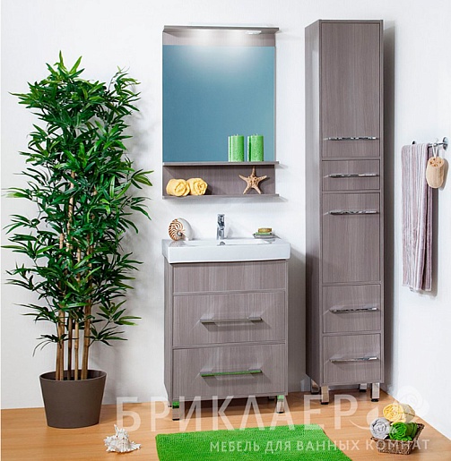 Бриклаер Мебель для ванной Чили 60 серая лиственница – фото-1