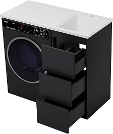 Brevita Мебель для ванной Grafit 100 R под стиральную машину графит – фотография-6