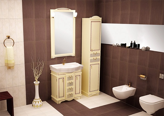 Aquanet Тумба с раковиной "Луис 65" бежевая – картинка-5