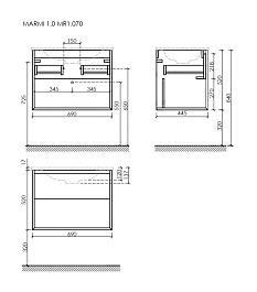 Sancos Тумба с раковиной Marmi 1.0 70 дуб чарльстон раковина CN7007 – фотография-4