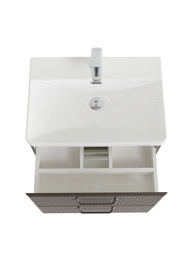 BelBagno Тумба с раковиной Due 50 подвесная Оружейная сталь ручки Матовый атласный никель – фотография-8