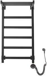 Domoterm Полотенцесушитель электрический Квадро Плюс П6 400x800 ER с полкой черный – фотография-1