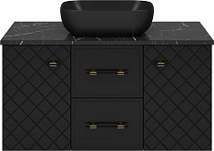 Brevita Тумба с раковиной Shanel 100 подвесная черная