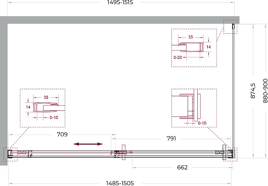 BelBagno Душевой уголок Soft Close-1 SOFT_CLOSE-1-AH-1-150/90-C-GM 150x90 профиль оружейная сталь стекло прозрачное – картинка-11