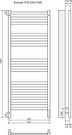 Terminus Полотенцесушитель электрический Енисей П15 530x1300 хром – фотография-3