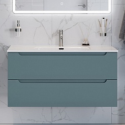 BelBagno Тумба с раковиной Etna 100 подвесная голубая матовая – фотография-2