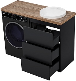 Brevita Тумба с раковиной Grafit 120 под стиральную машину графит/махагон – фотография-10