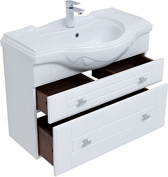 Aquanet Мебель для ванной Рондо 85 подвесная белая глянцевая – фотография-7