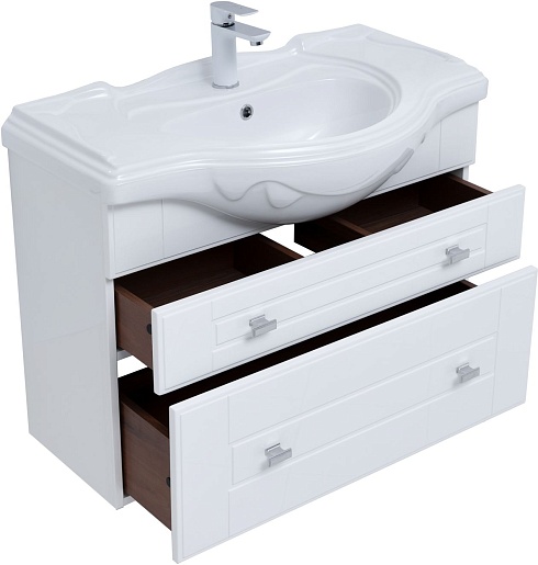 Aquanet Мебель для ванной Рондо 85 подвесная белая глянцевая – картинка-7