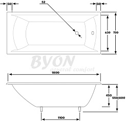 Byon Чугунная ванна Byon Milan 180x75 – фотография-7
