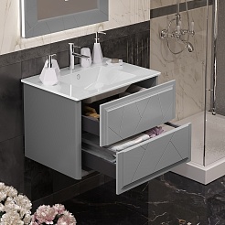 Opadiris Тумба с раковиной Луиджи 70 подвесная серая матовая – фотография-5