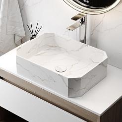 Teymi Раковина накладная Netta 50 T51205 белый мрамор – фотография-6