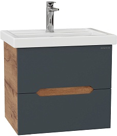Onika Тумба под раковину Айленд 50 подвесная графит/дуб крафт – фотография-4