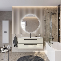 Cezares Тумба с раковиной Eco Cer-N 120 брашированная альпака CZR-8073-120 ручки чёрные – фотография-3