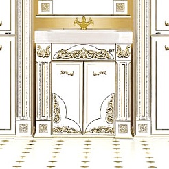 Misty Тумба для умывальника Барокко 80 белая патина – фотография-1