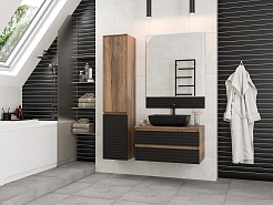 Brevita Шкаф пенал Dakota 35 L дуб галифакс олово/черный кварц – фотография-10