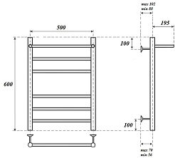 Point Полотенцесушитель водяной П5 500x600 PN10156P с полкой хром – фотография-3