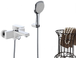 D&K Смеситель "Berlin Steinbeis DA1433216" белый для ванны – фотография-2