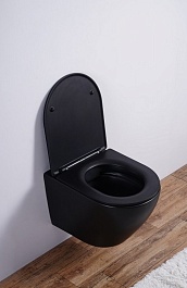 Esbano Унитаз Azalea подвесной безободковый черный матовый – фотография-6