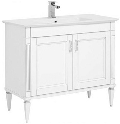 Aquanet Тумба под раковину Селена 105 (2 дверцы), белая/патина серебро – фотография-1