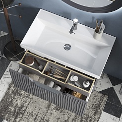 Equil Тумба под раковину Mirage 80 1 ящик подвесная графит софт – фотография-3