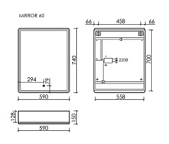 Sancos Зеркало-шкаф Mirror 60 с подсветкой MI60EG дуб галифакс натуральный – фотография-3