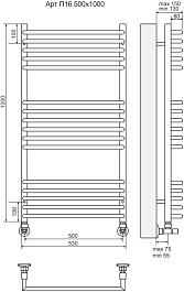 Terminus Полотенцесушитель водяной Арт П16 530x1000 хром – фотография-3