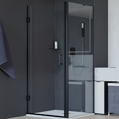 RGW Душевой уголок Hotel HO-045B (HO-011B + Z-050-2B + O-204B) 90x110 профиль черный стекло прозрачное – фотография-1