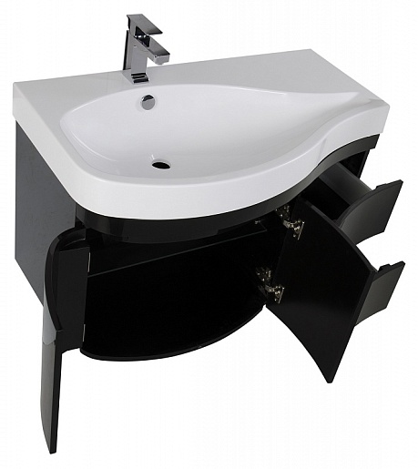Aquanet Тумба с раковиной Сопрано 2-95 L черная (169634) – картинка-5