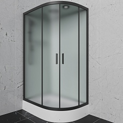 Frank Душевая кабина F412/1L M Black с крышей профиль черный стекло матовое – фотография-1