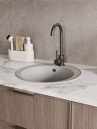 Teymi Мойка кухонная Lina Smart D48 кварцевая серая матовая – фотография-7