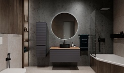 Jorno Тумба с раковиной Cossety 100 подвесная антрацит/дуб Крафт золотой – фотография-2