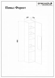 Бриклаер Пенал для ванной Форест 35 дуб золотой/антрацит – фотография-2
