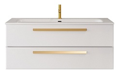 Cezares Тумба с раковиной Eco Cer-N 120 bianco opaco CZR-8073-120 ручки сатиновое золото – фотография-1