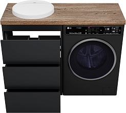 Brevita Тумба с раковиной Grafit 120 под стиральную машину графит/махагон – фотография-7