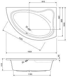 Cezares Акриловая ванна TEBE-150 R – фотография-3