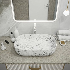 Teymi Раковина накладная Solli 60 Artceramic T50398 белый мрамор – фотография-7