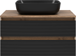 Brevita Мебель для ванной Dakota 80 подвесная дуб галифакс олово/черный кварц – фотография-3