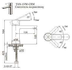BelBagno Смеситель для раковины TANARO TAN-LVM-CRM – фотография-2